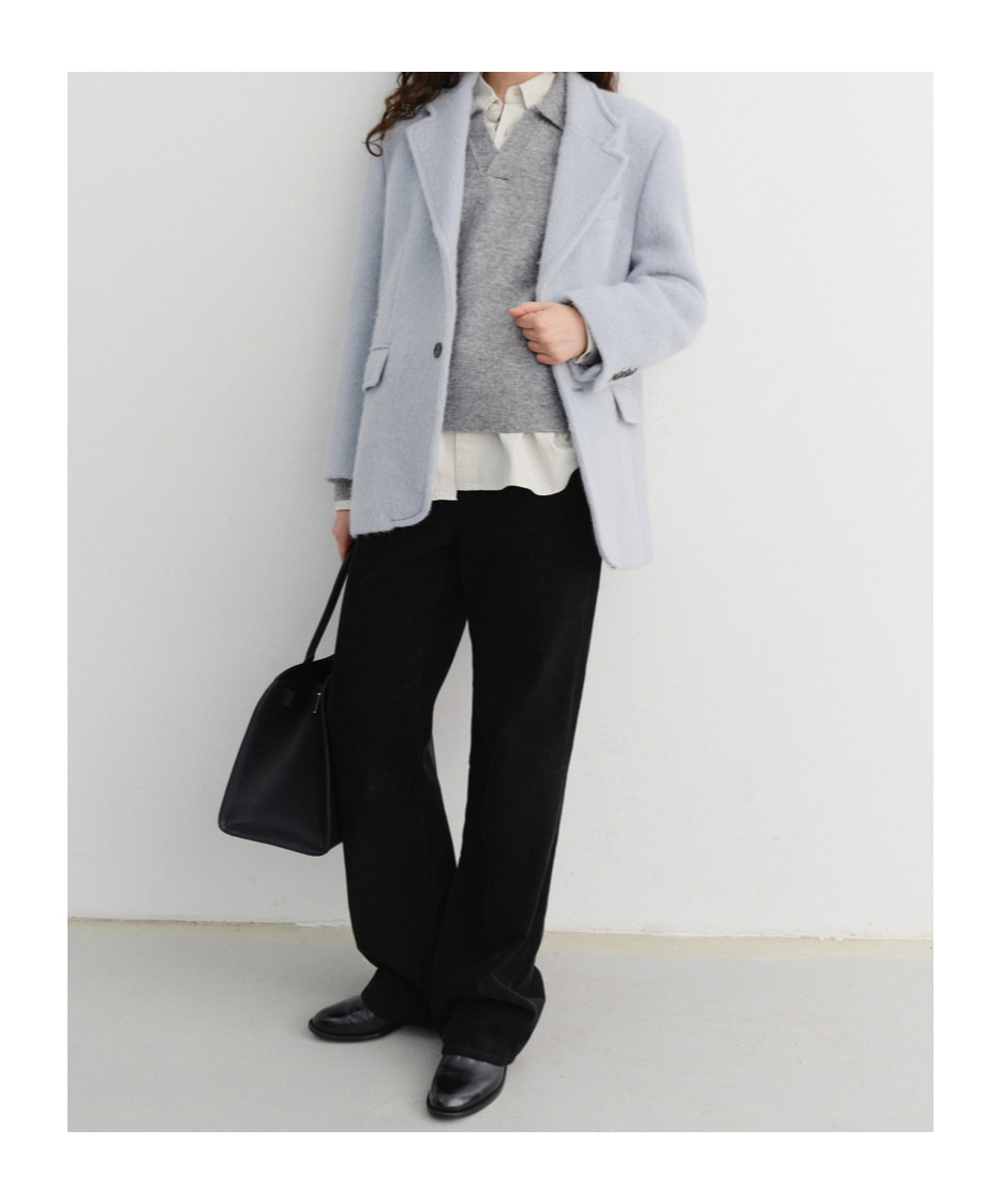 Dunst Unisex Alpaca Blazer Coat In Blue