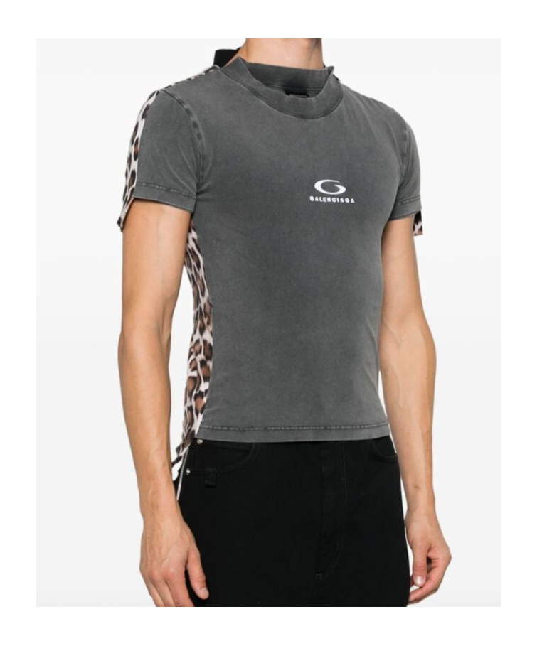 Balenciaga Leopard-print T-shirt In Black