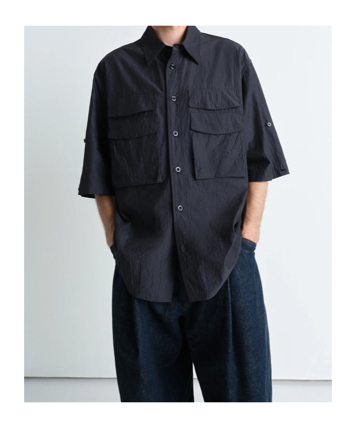 Lemaire Short-sleeved Shirt In Black
