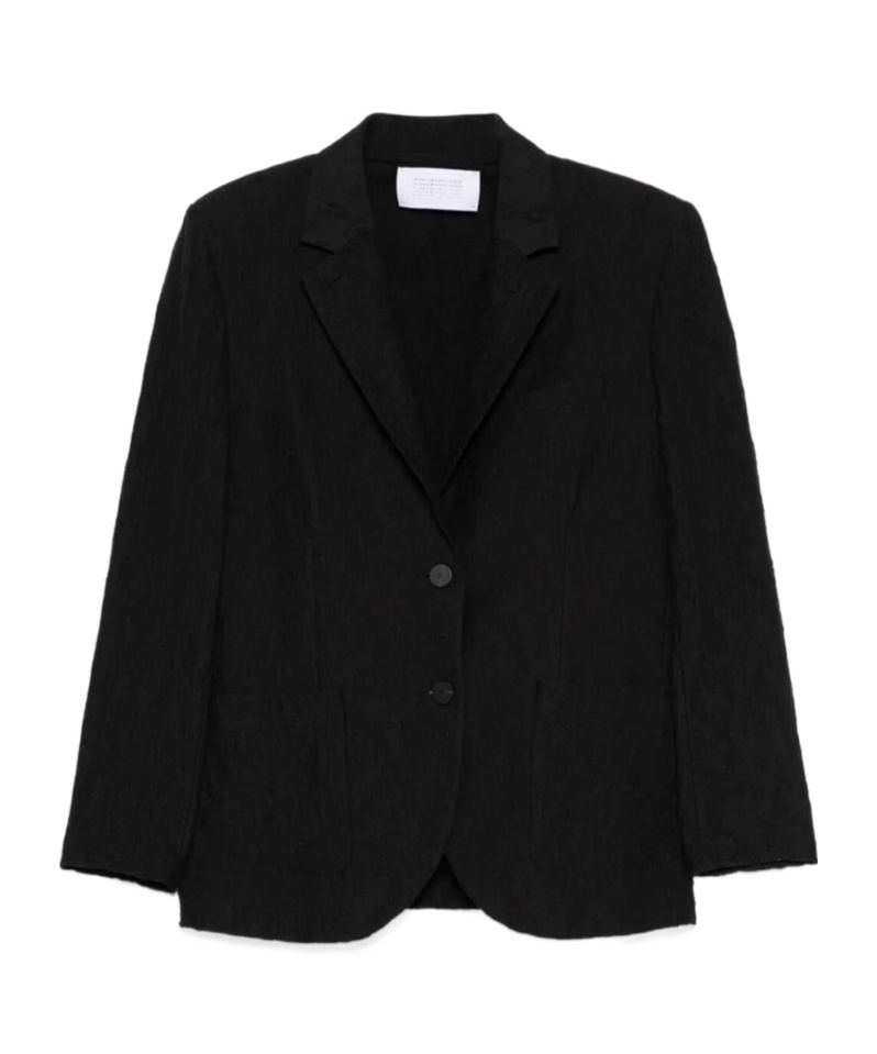 Shop Harris Wharf London Crinkled-finish Blazer In Black