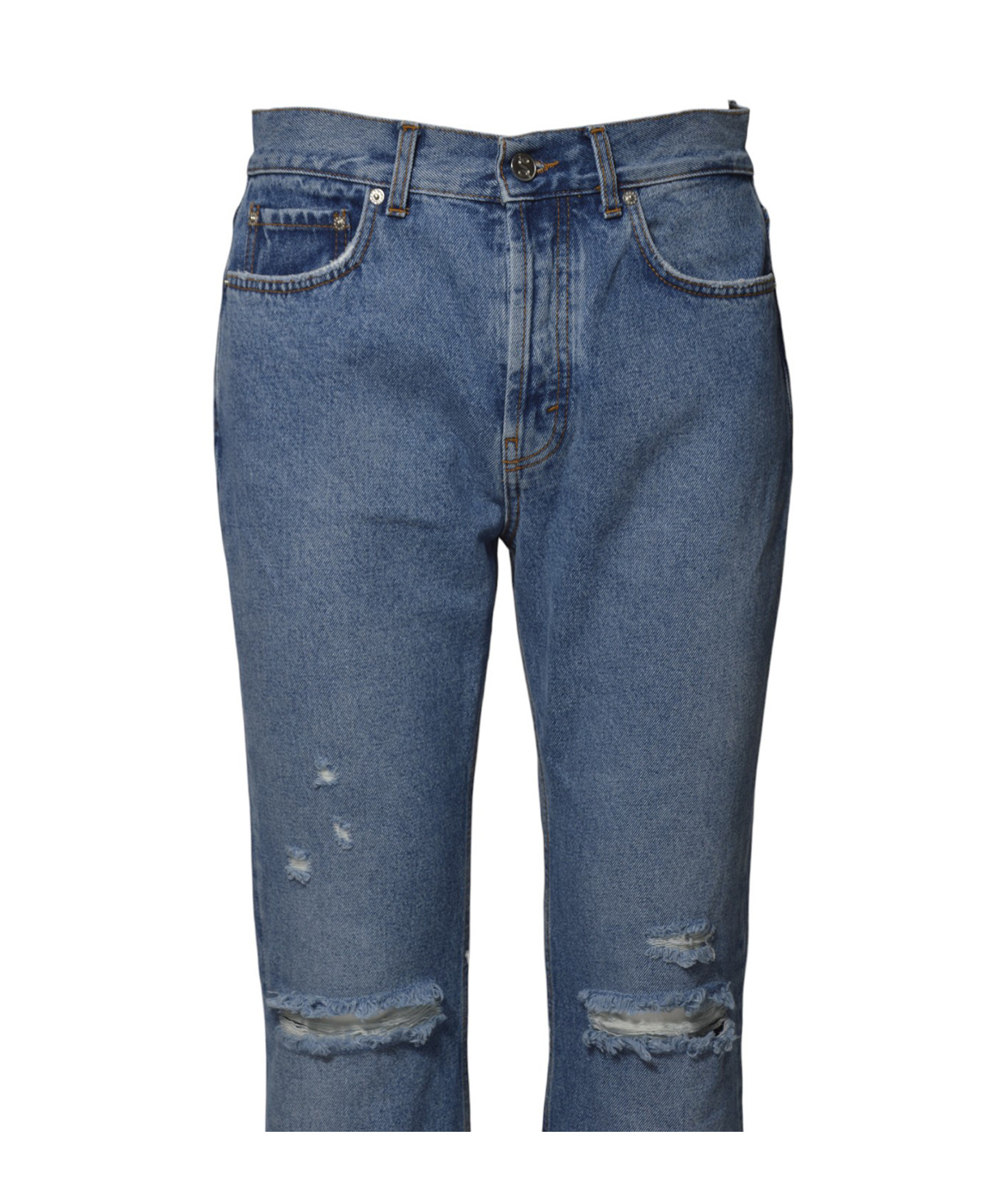 Séfr Ripped And Frayed Jeans In Medium Blue