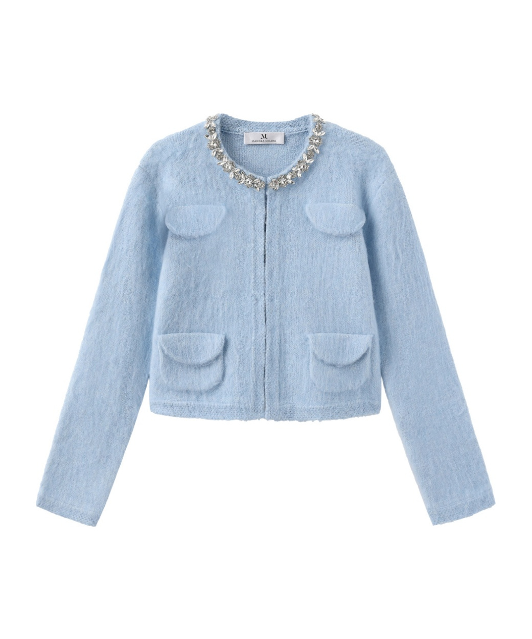 Marissa Chiara Long-sleeved Crew Neck Jacket In Blue