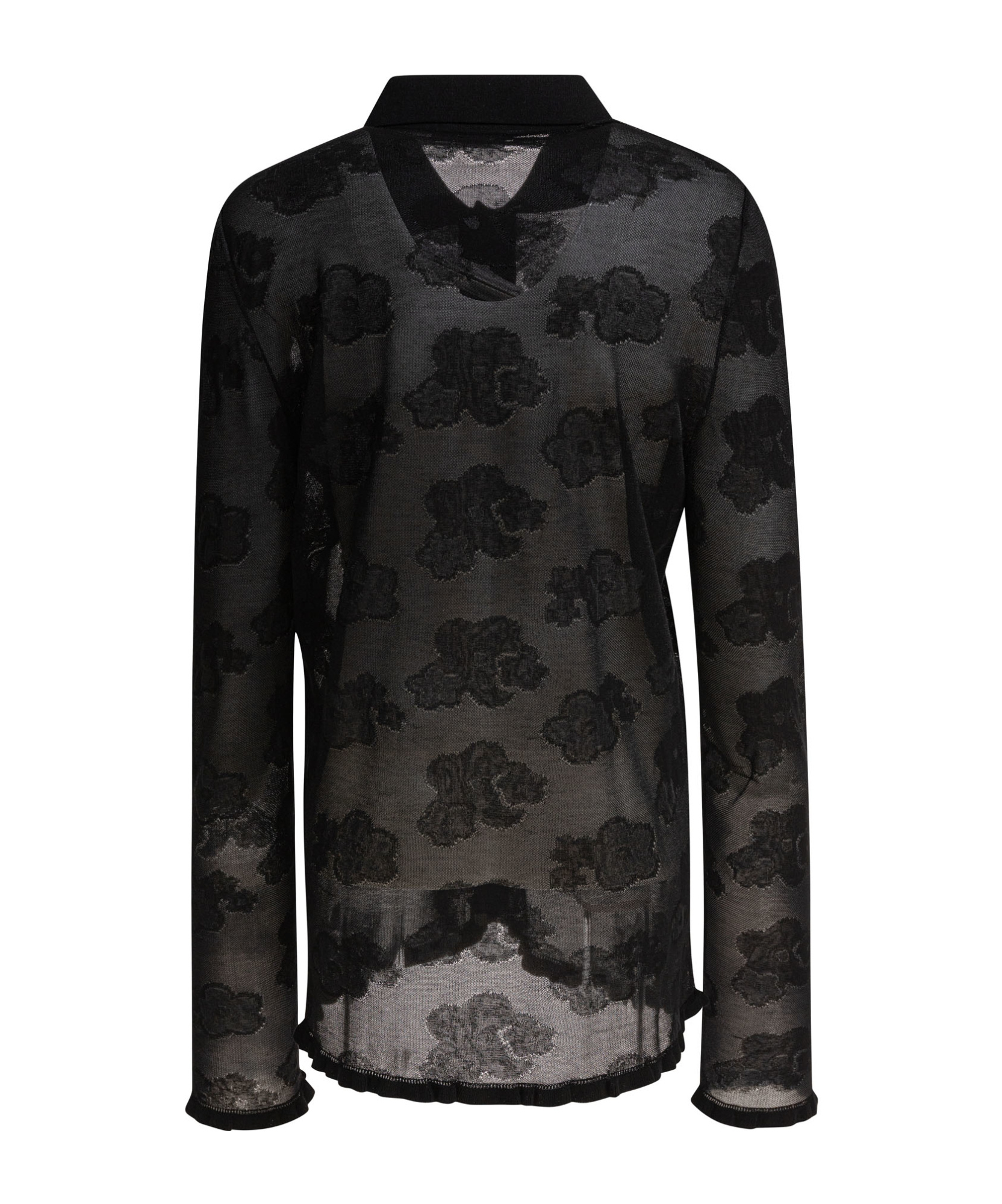 Cecilie Bahnsen Sheer Floral Collared Neck Long Sleeves