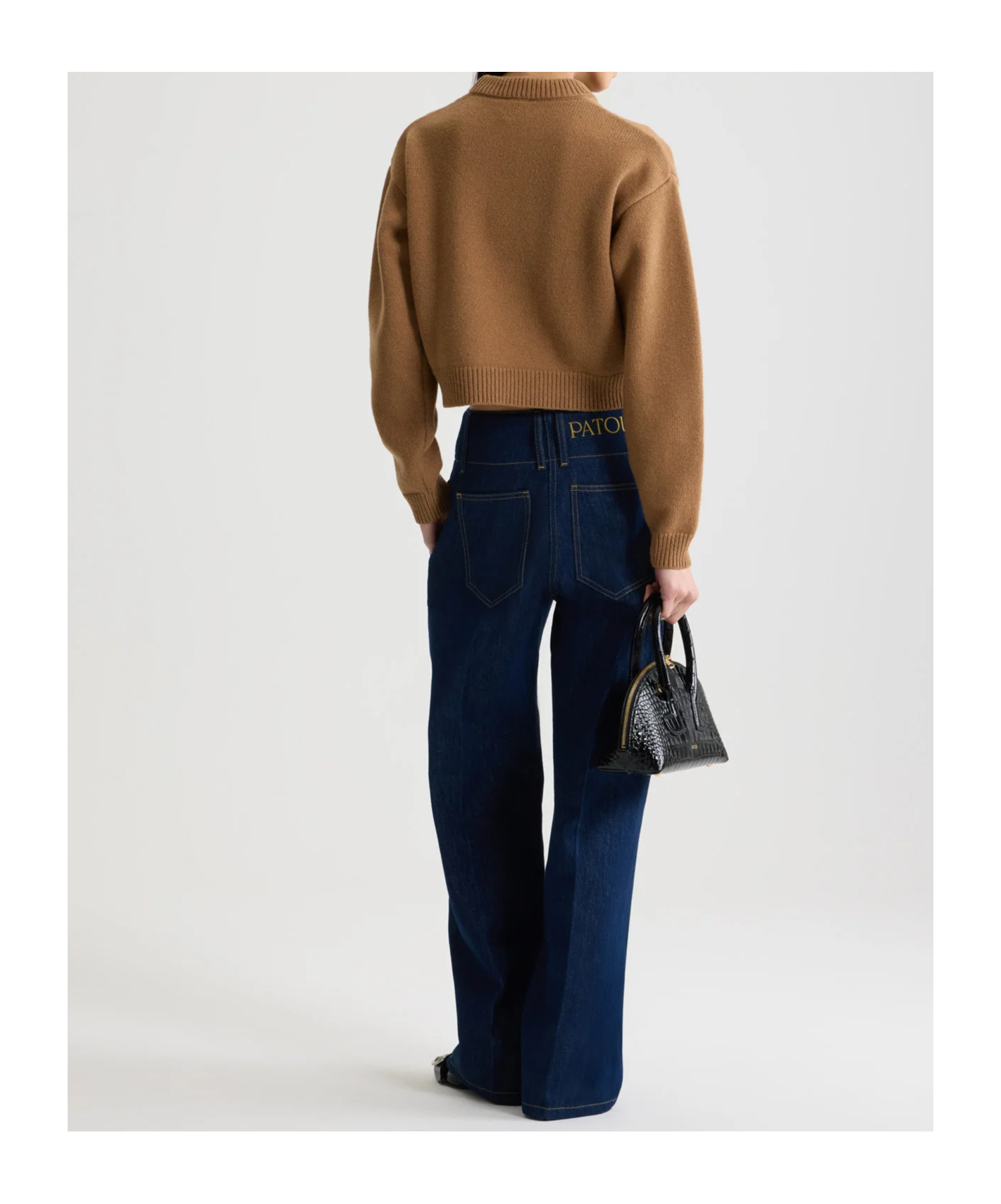 Patou Ribbed Hem Cropped Knitwear In Brown