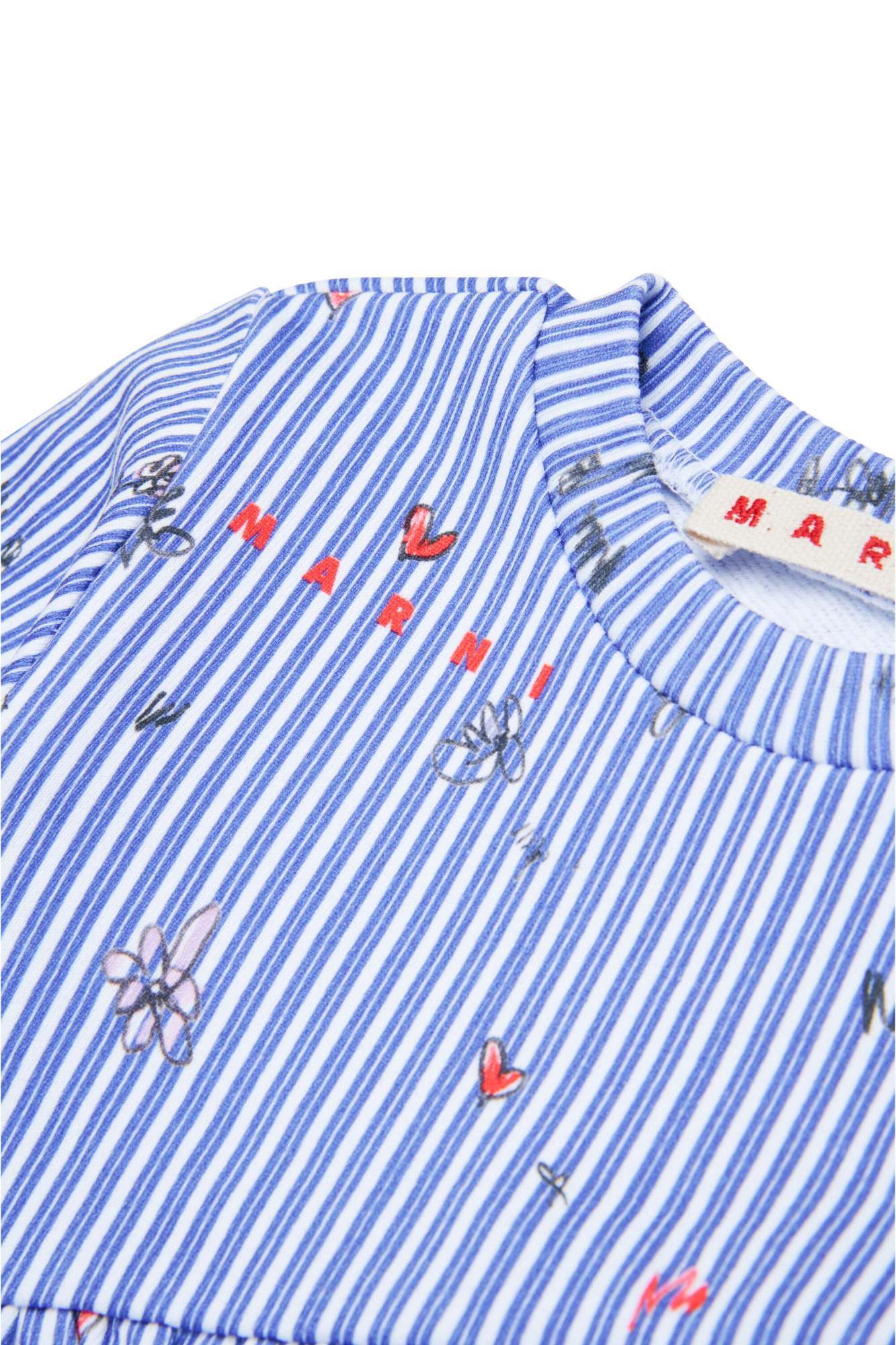 Marni Stripe-print Cotton Dress In Blue