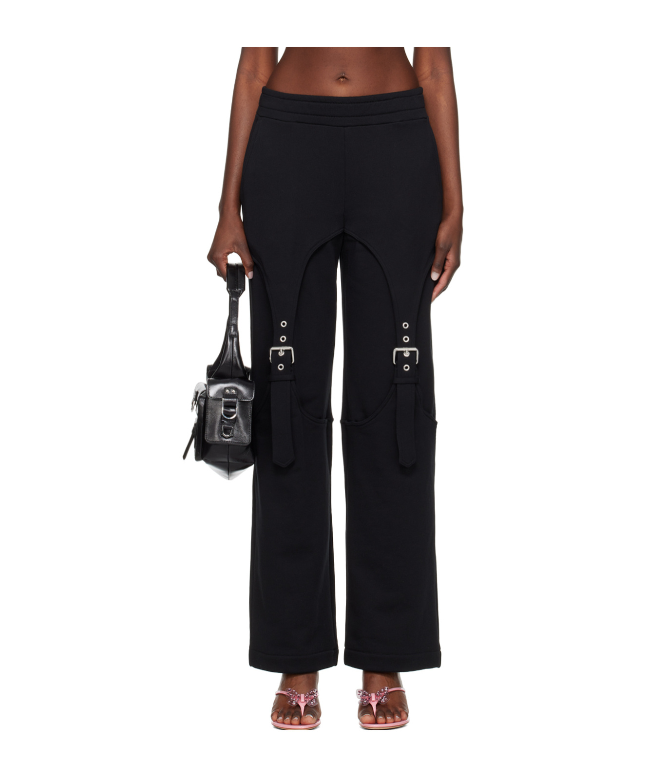Blumarine Black Cinch Lounge Pants In Black