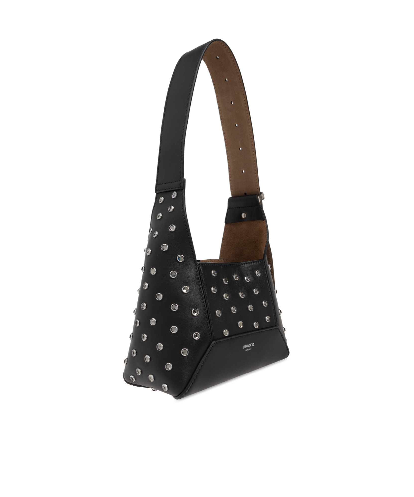 Jimmy Choo Diamond Hobo Embellished Leather Shoulder Bag In Black