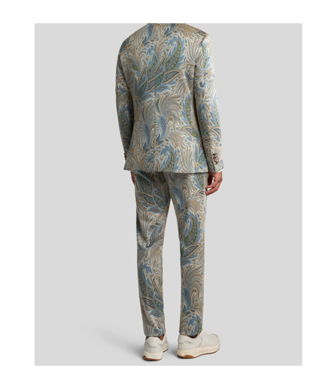 Etro Foliage-design Cotton-blend Blazer In Gray