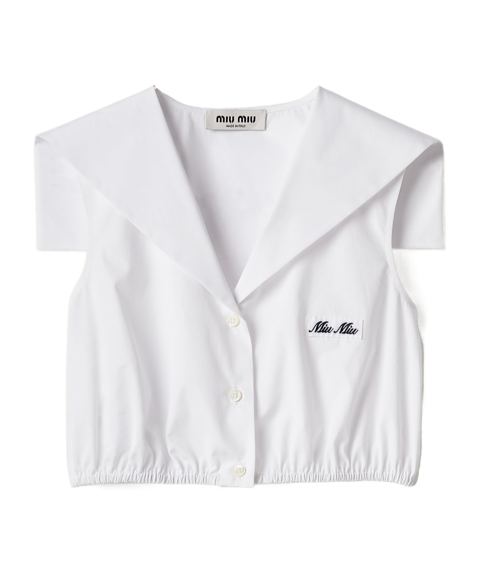Miu Miu Poplin Top In White