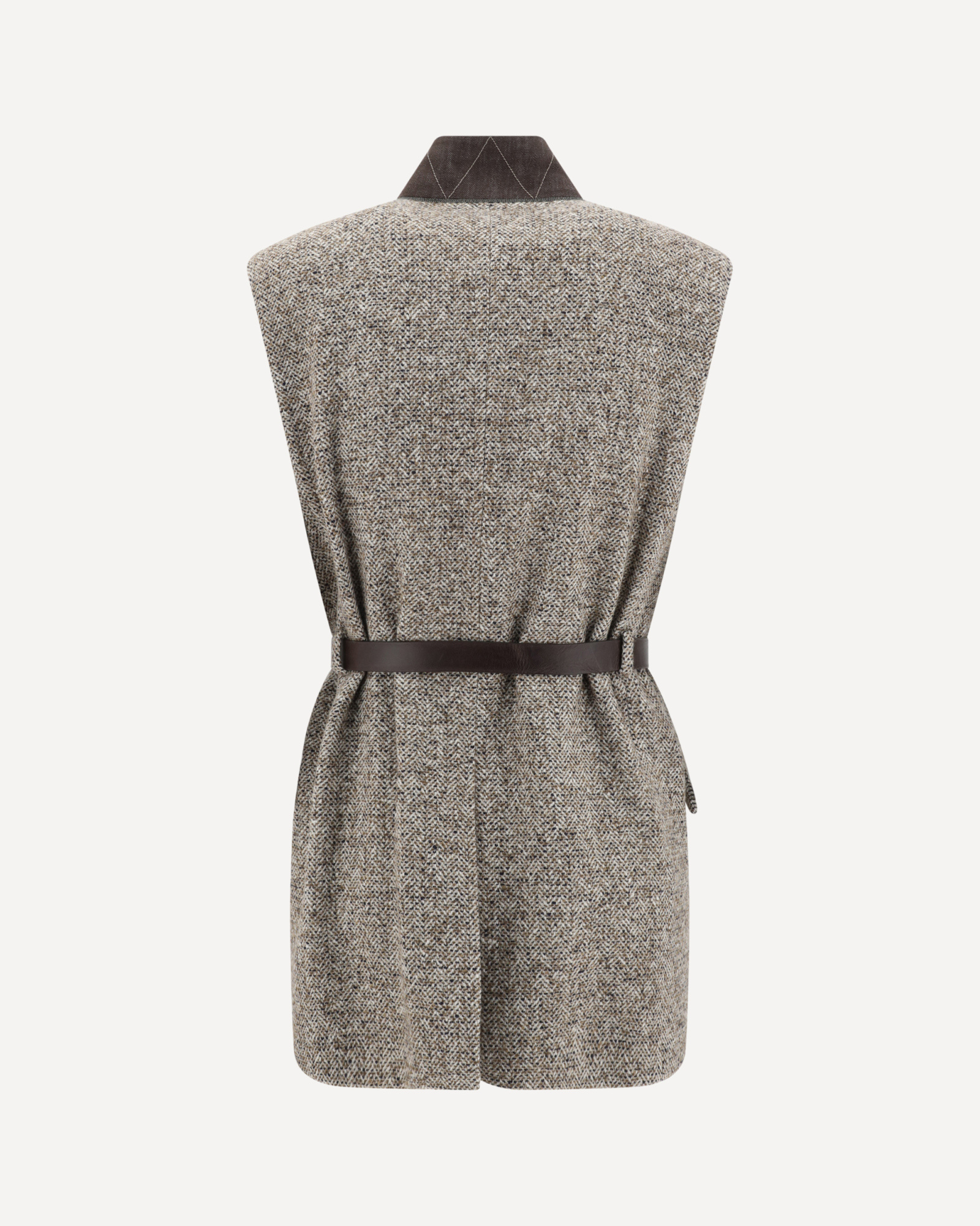Brunello Cucinelli Sleeveless Casual Jacket In Gray
