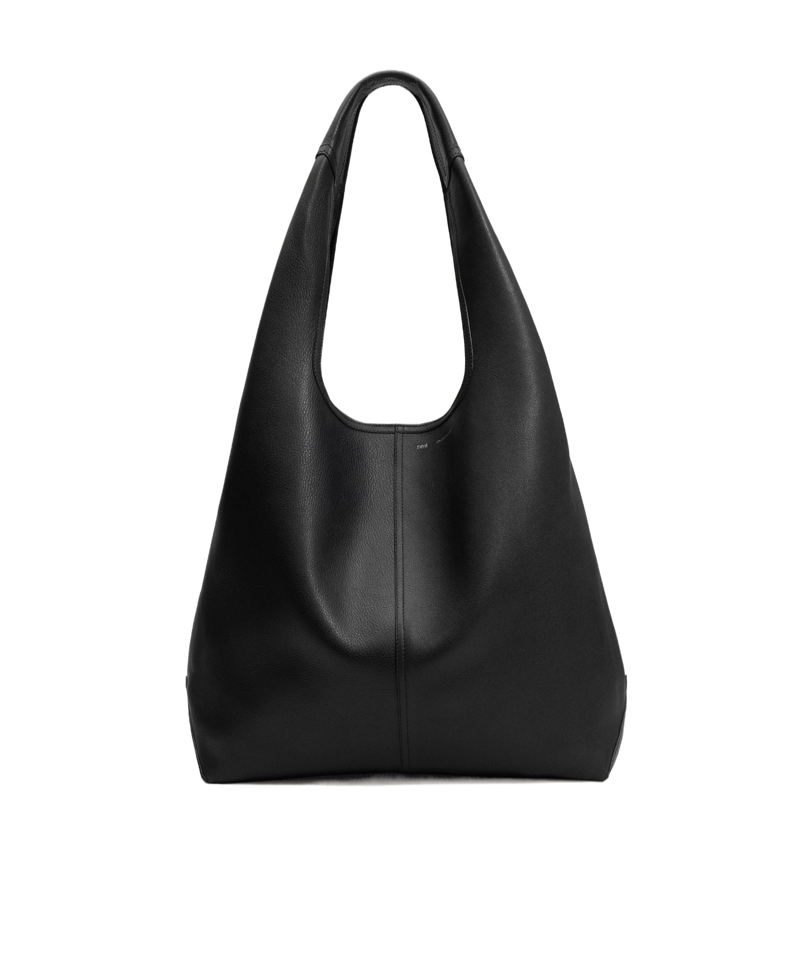 Ami Alexandre Mattiussi Etienne Hobo Bag In Supple Leather. In Black