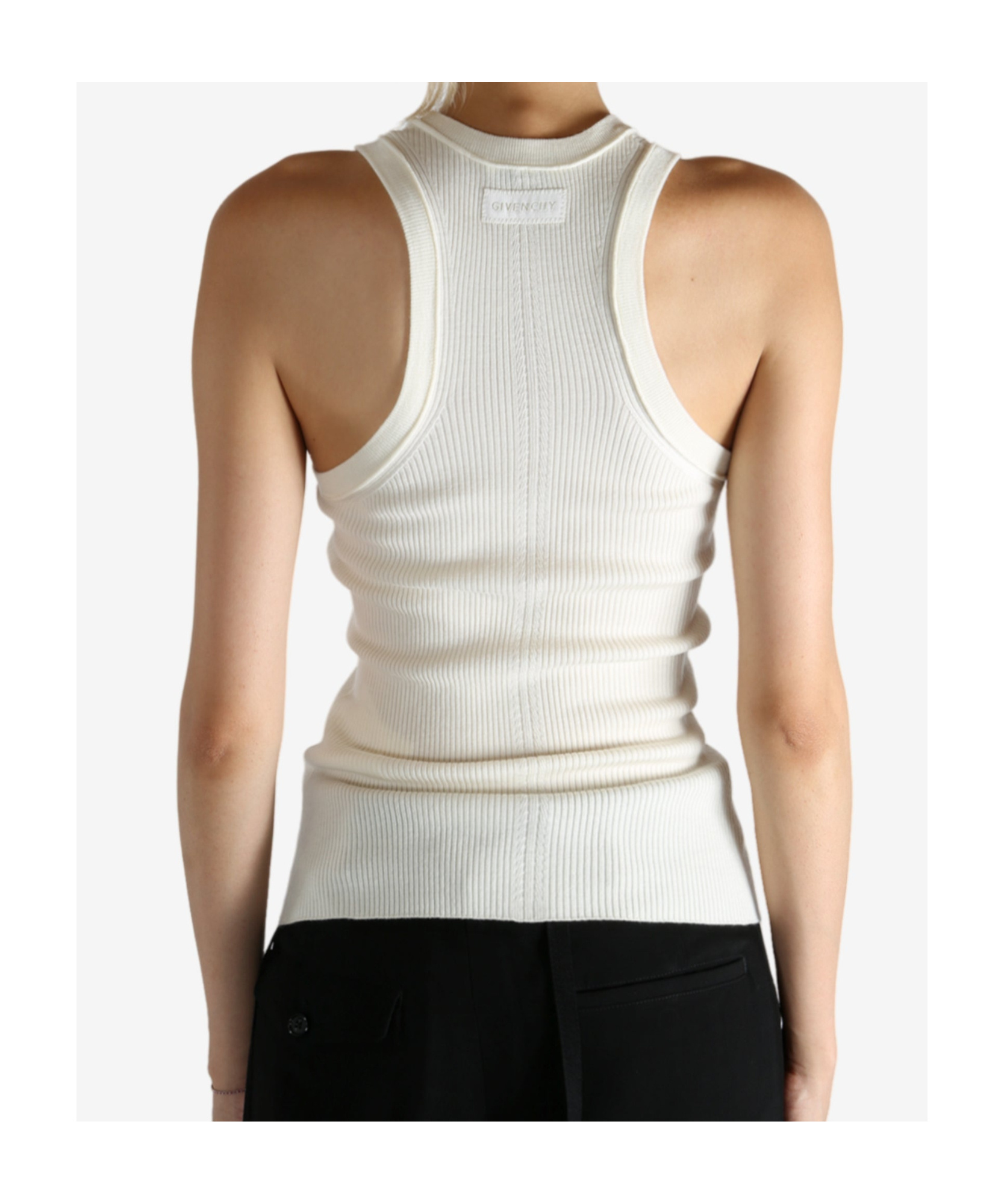 Givenchy Ribbed Racer-back Tank Top In Neutral