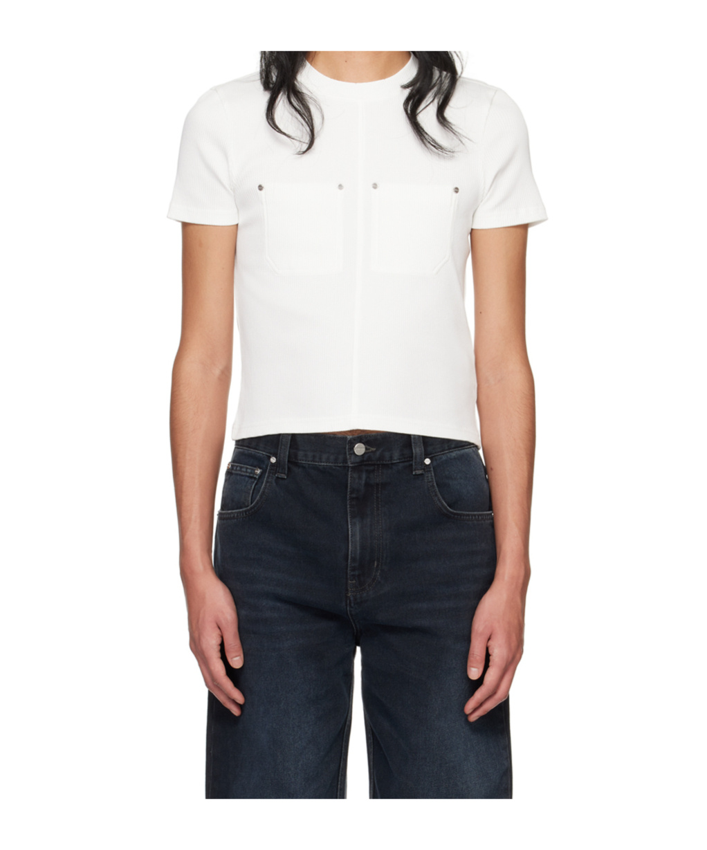 DION LEE SHRUNKEN RIVET-DETAIL T-SHIRT 