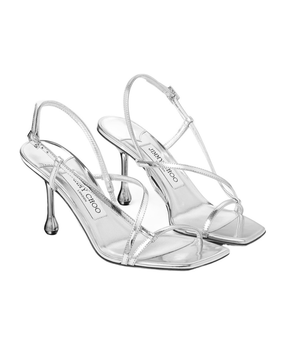 Jimmy Choo High Heel Metallic Sandals With Buckle Strap