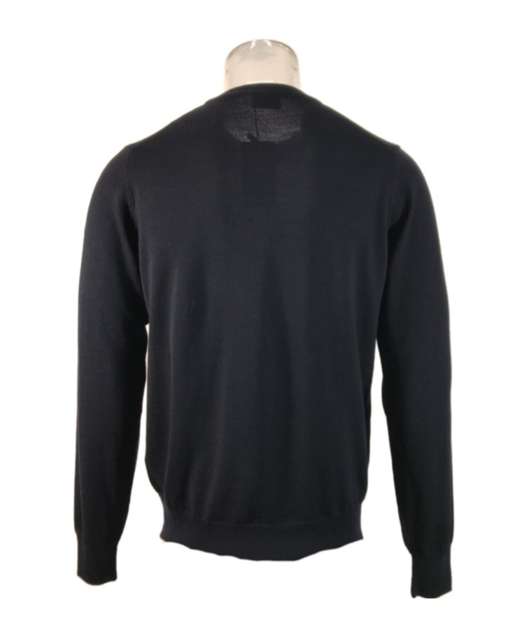 Ea7 Round-collar And Long-sleeved Sweater In Black