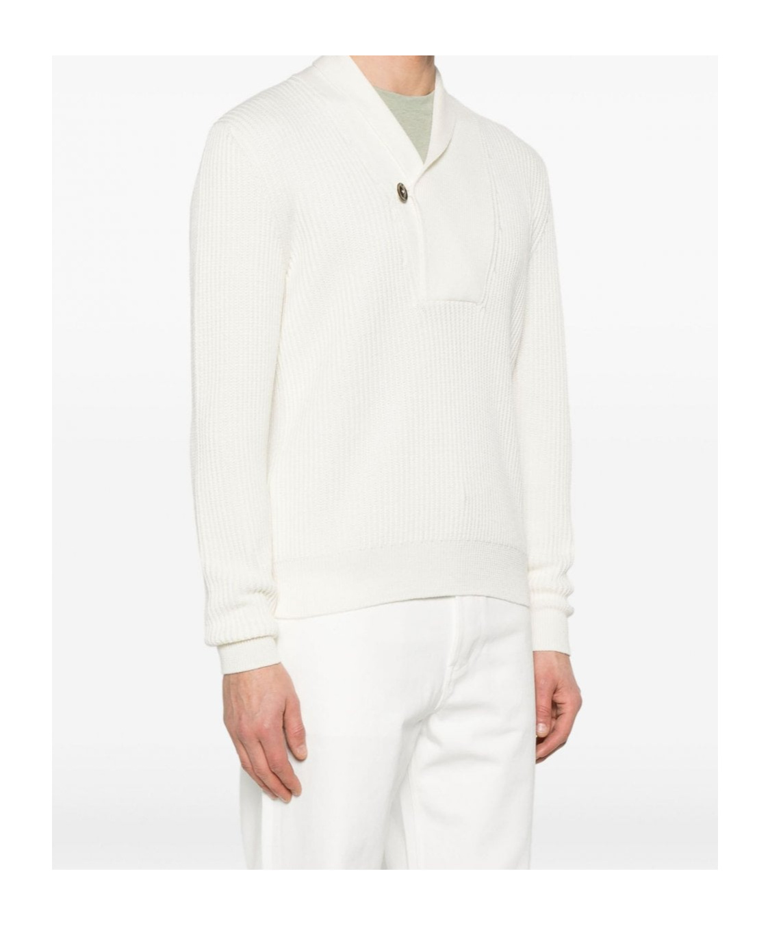 Tom Ford Knitwear With Shawl Collar And Button Detail In White