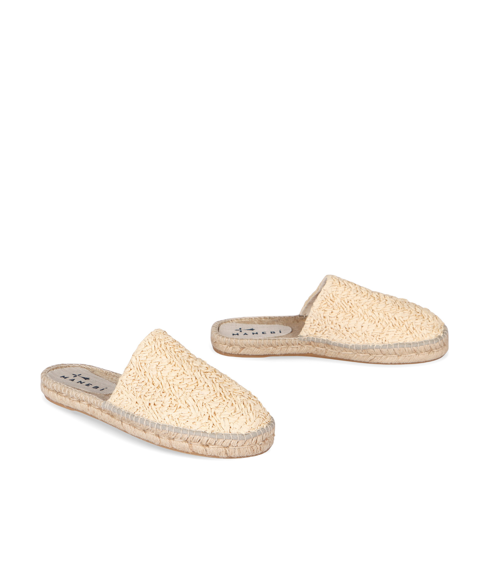 Manebi Raffia Mules In Nude