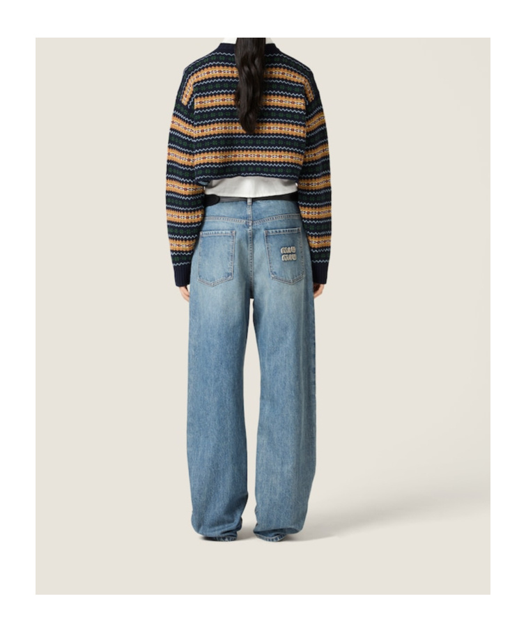 Miu Miu Wool V-neck Sweater In Blue
