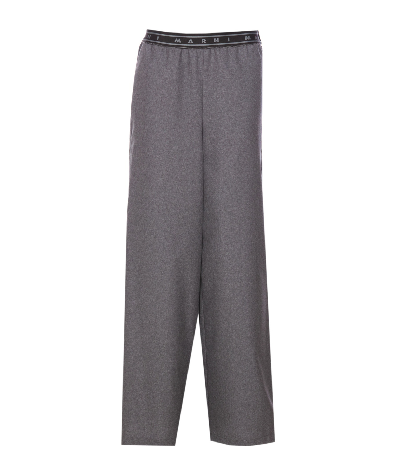 Marni Elastic Waistband Wide Leg Trousers With Side Pockets In Gray