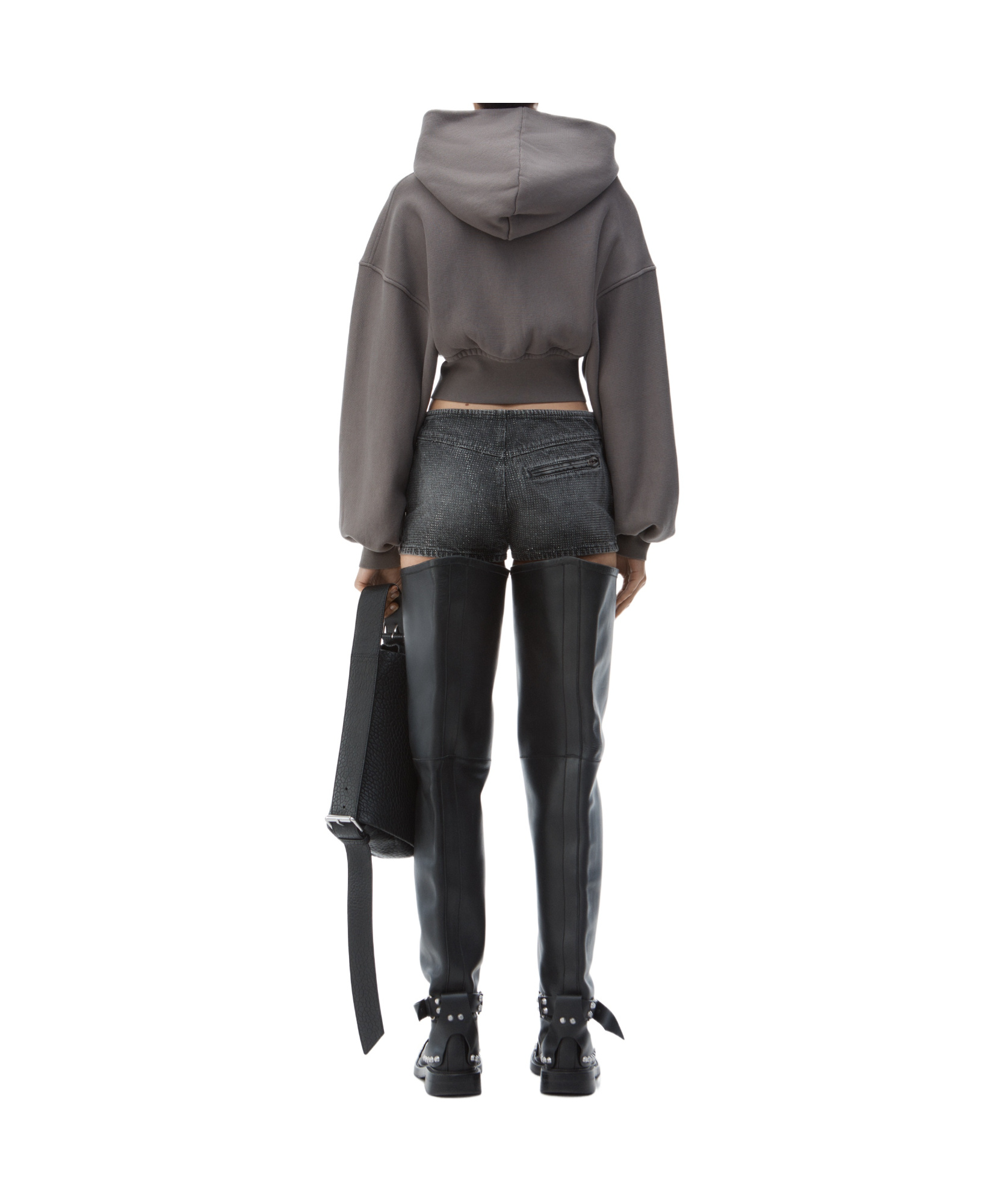 Alexander Wang Zippered Hooded Sweatshirt In Gray