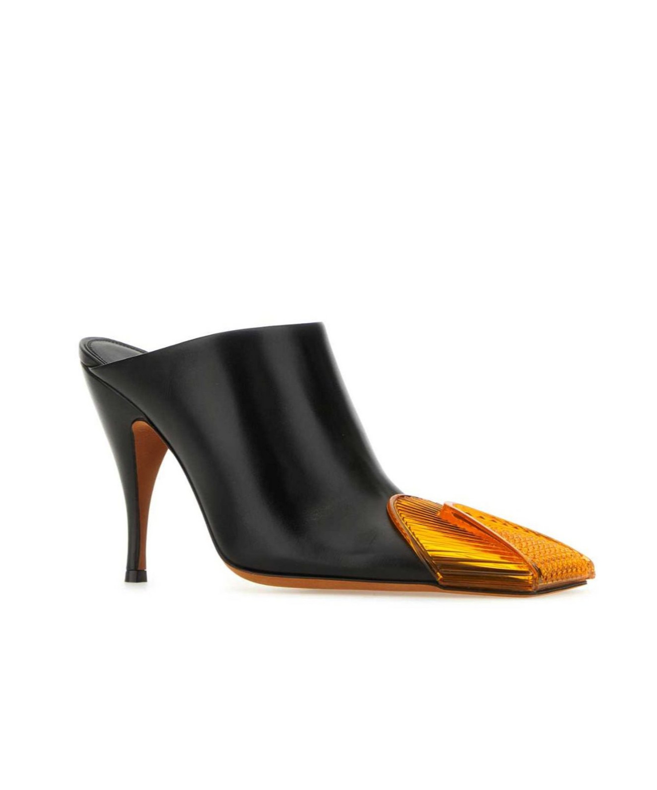 Off-white Leather Lunar Mules With Statement Detail Heel 11 Cm In Black