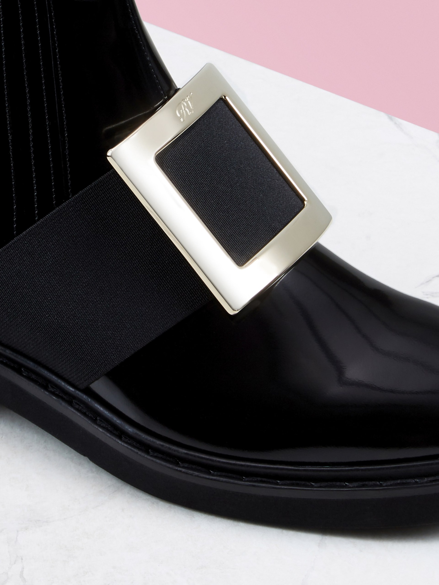 Roger Vivier Viv Ranger Embellished Patent-leather Chelsea Boots In Black