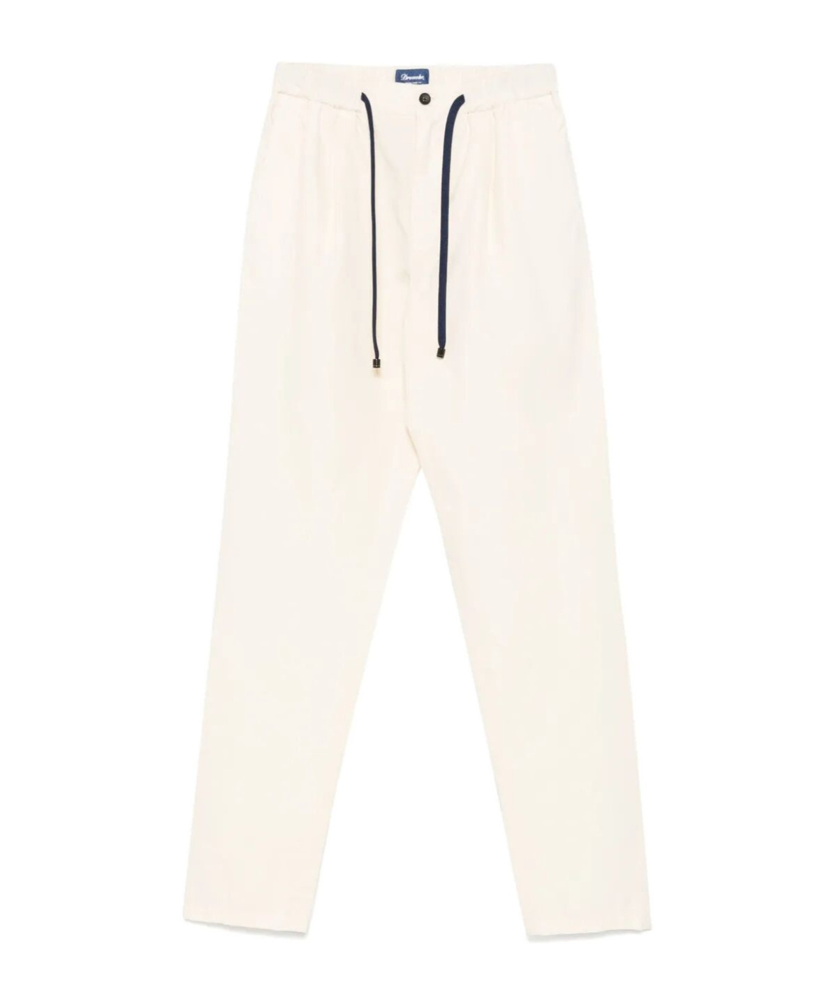 Drumohr Relaxed-fit Cotton Pants With Elastic Waistband In Panna