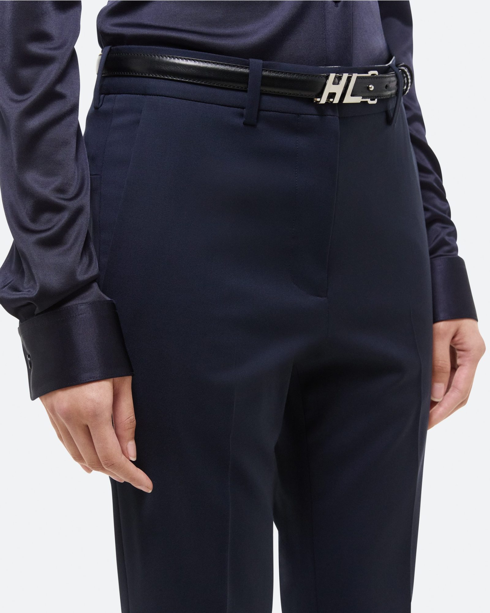Helmut Lang Pure Wool Trousers In Navy