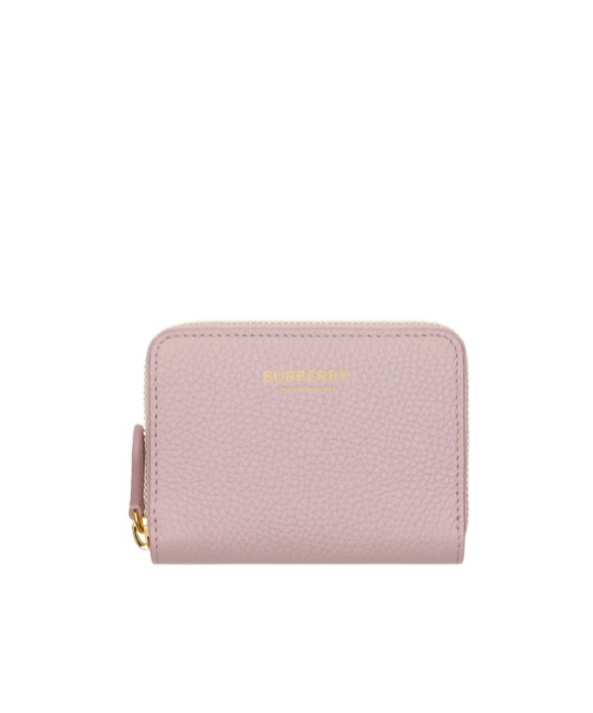 Burberry Leather Zip Wallet In Purple