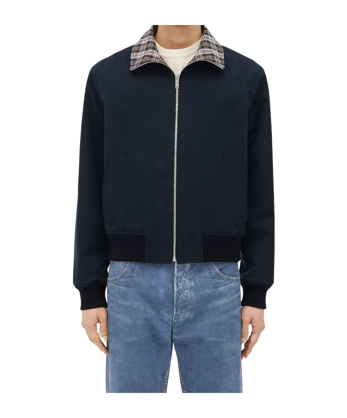 Bottega Veneta Reversible Compact Cotton Twill Jacket In Black
