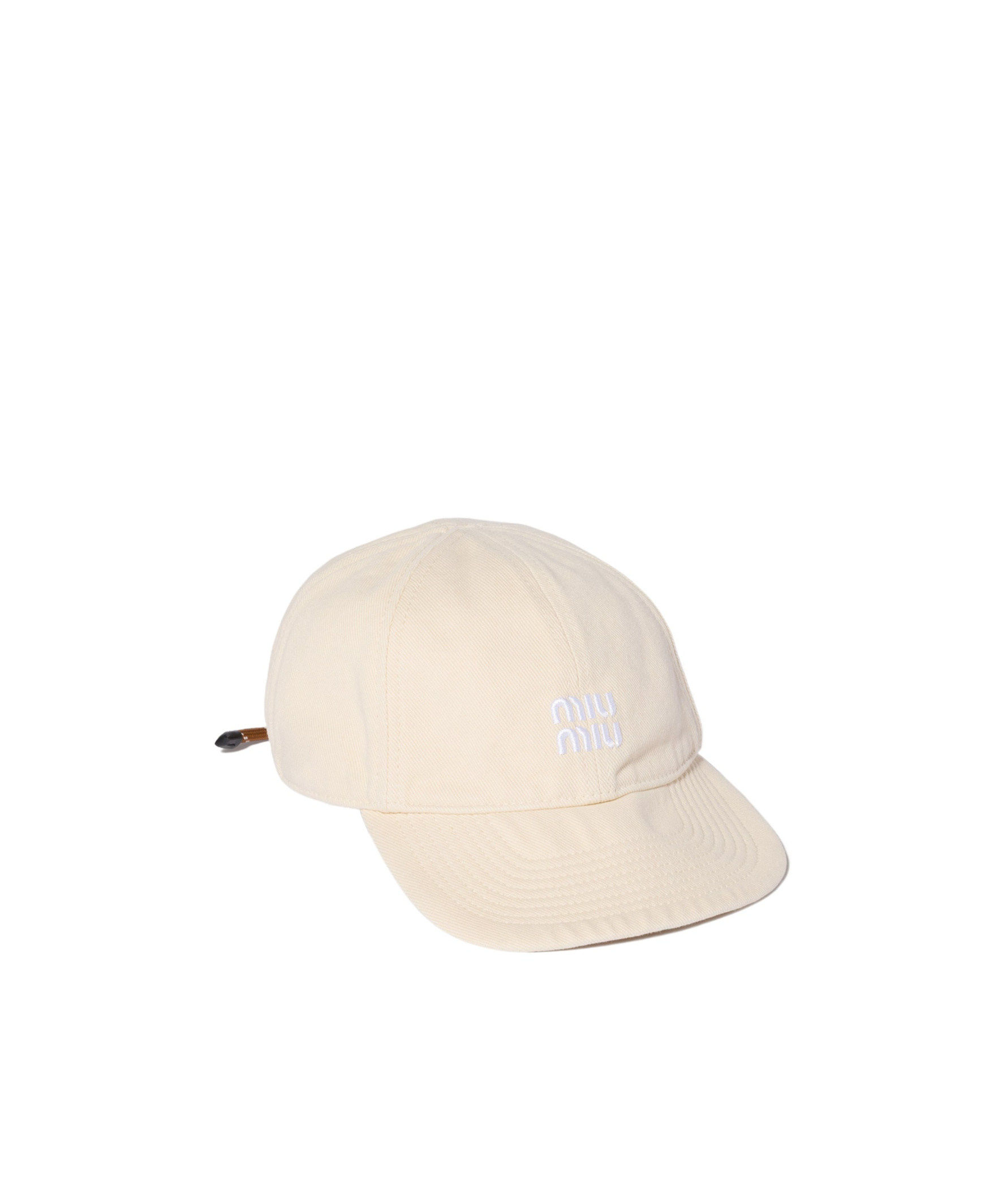 Miu Miu Logo Baseball Cap In Rice White/brandy