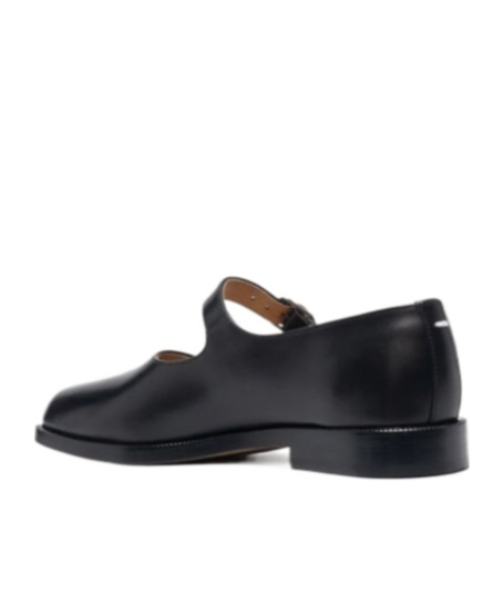 Shop Maison Margiela Tabi Leather Mary Jane Shoes In Black