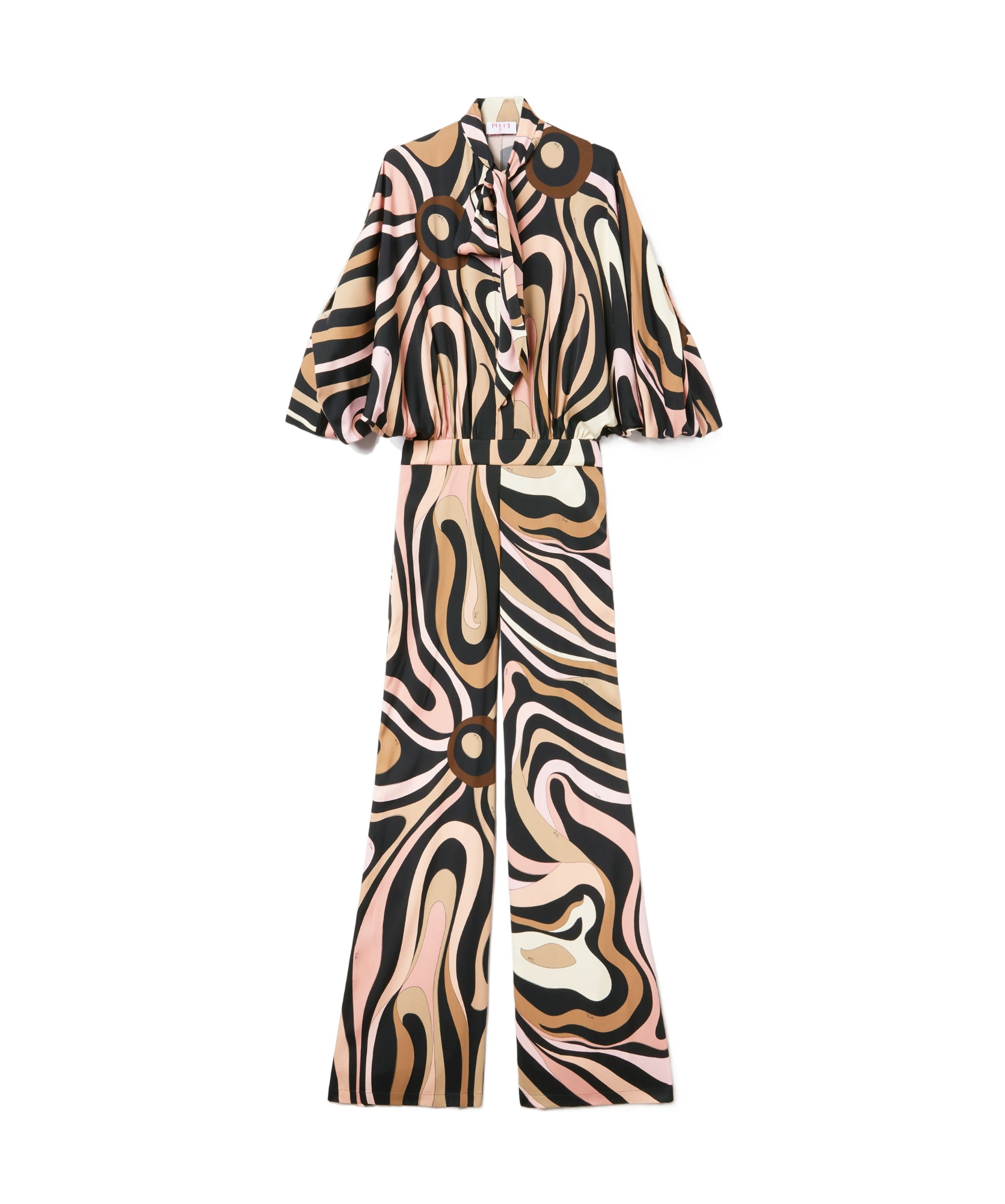 Pucci Marmo-print Jumpsuit In Black And Nude