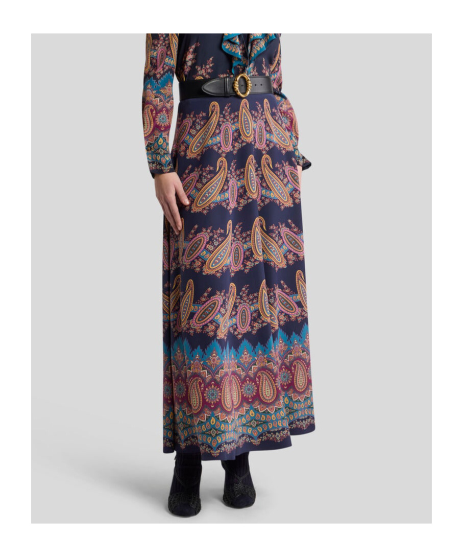 Etro Silk Skirt With Placed Print In Multi