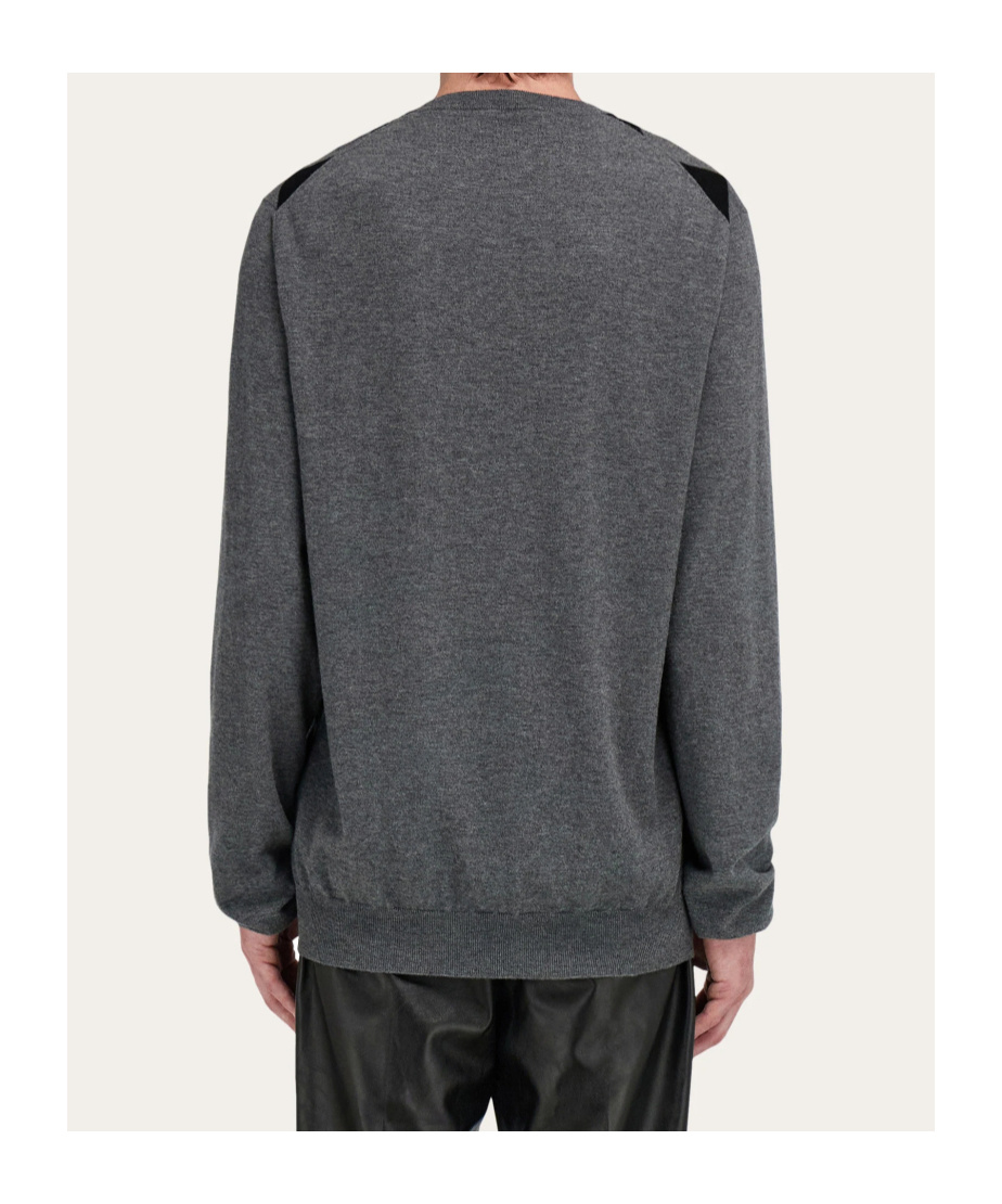 Ferragamo Argyle Pocket V-neck Sweater In Gray