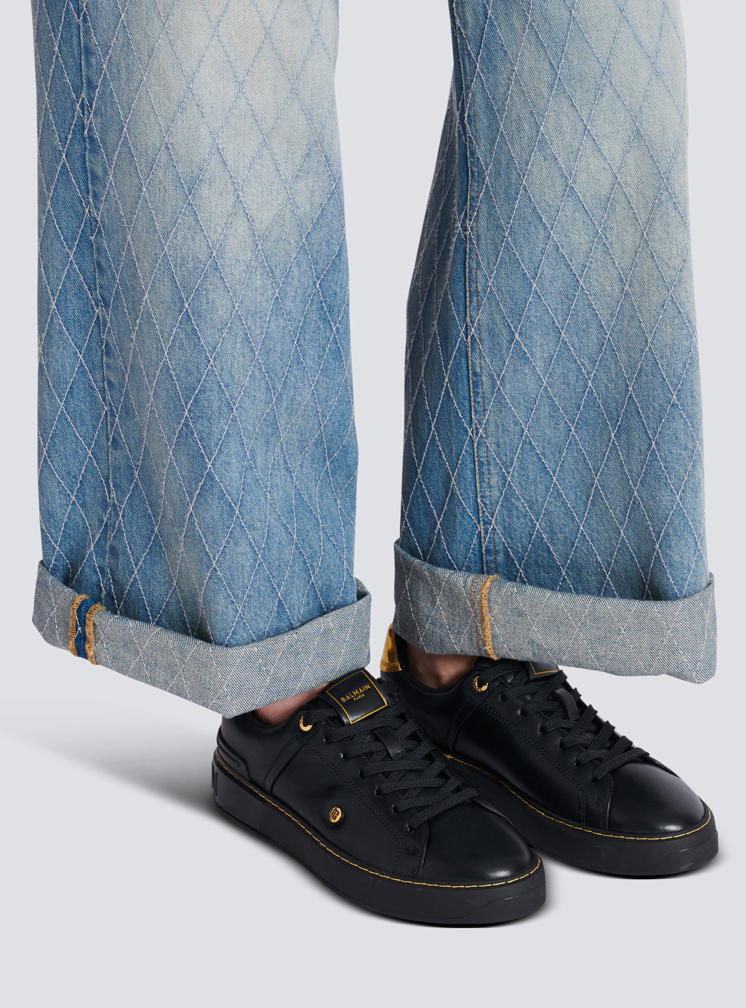 Balmain B-court Trainers In Calfskin In Black