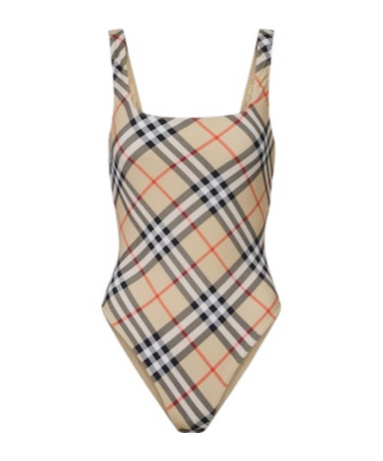 Burberry Classic Plaid Swimsuit In Beige