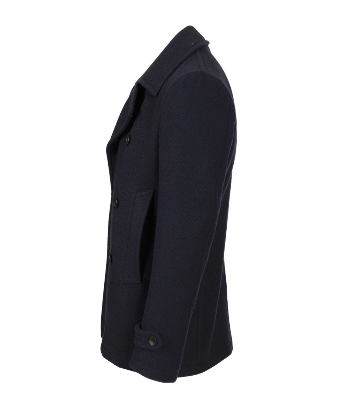 Tagliatore Black Double-breasted Coat With Wide Notched Revers In Blue