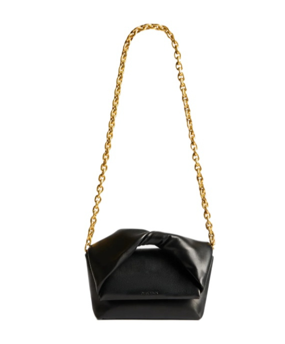 Jw Anderson Shoulder Bag Chain Strap Fold Over Flap In Black