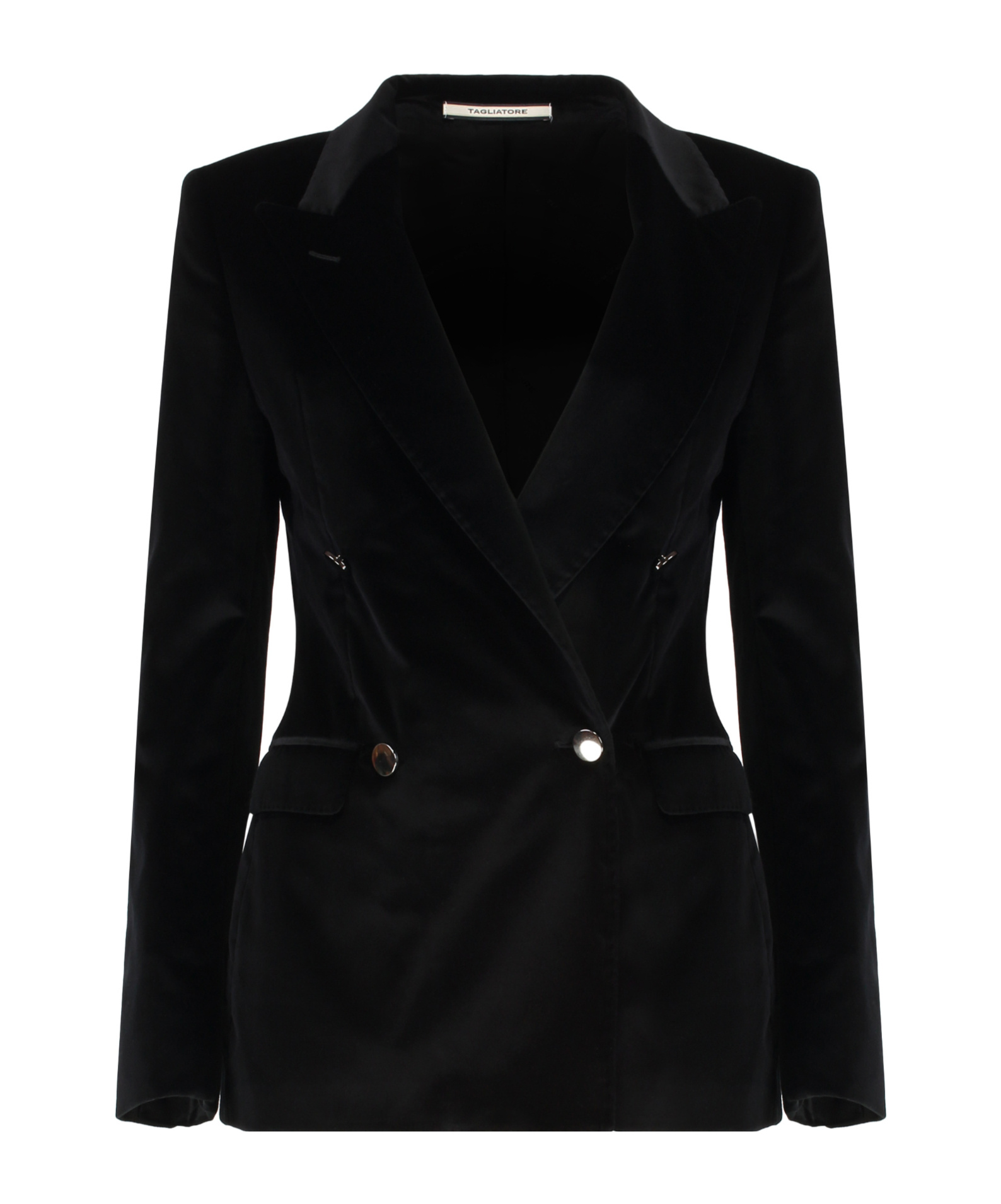 Tagliatore Double-breasted Velvet Jacket In Black