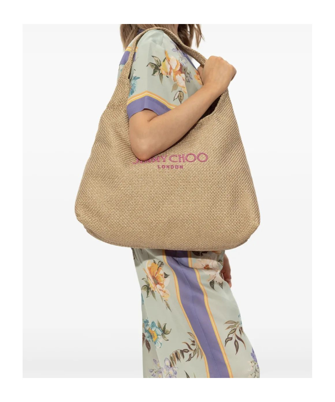 Jimmy Choo Logo Shoulder Bag In Nude
