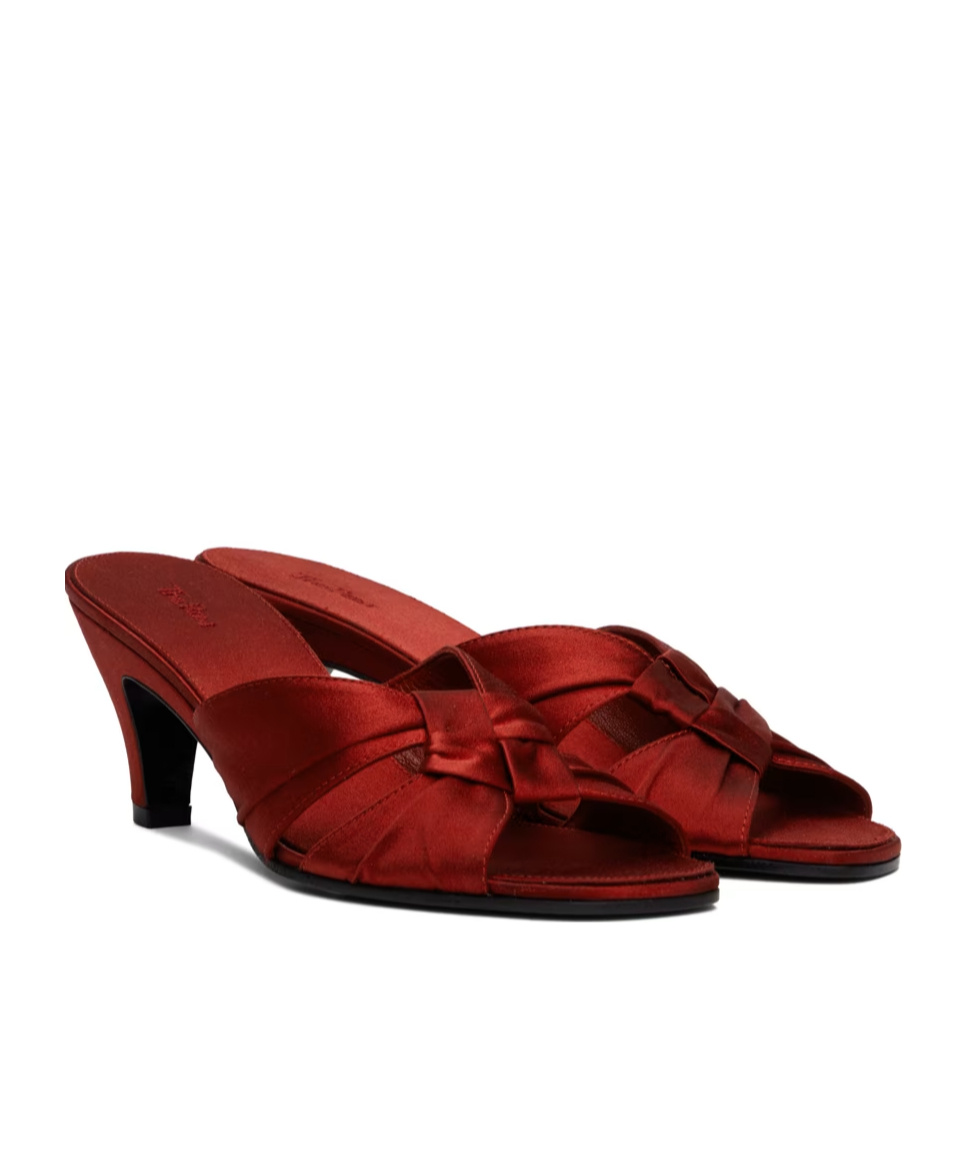 The Row Soft Knot 65 Satin Mules In Red