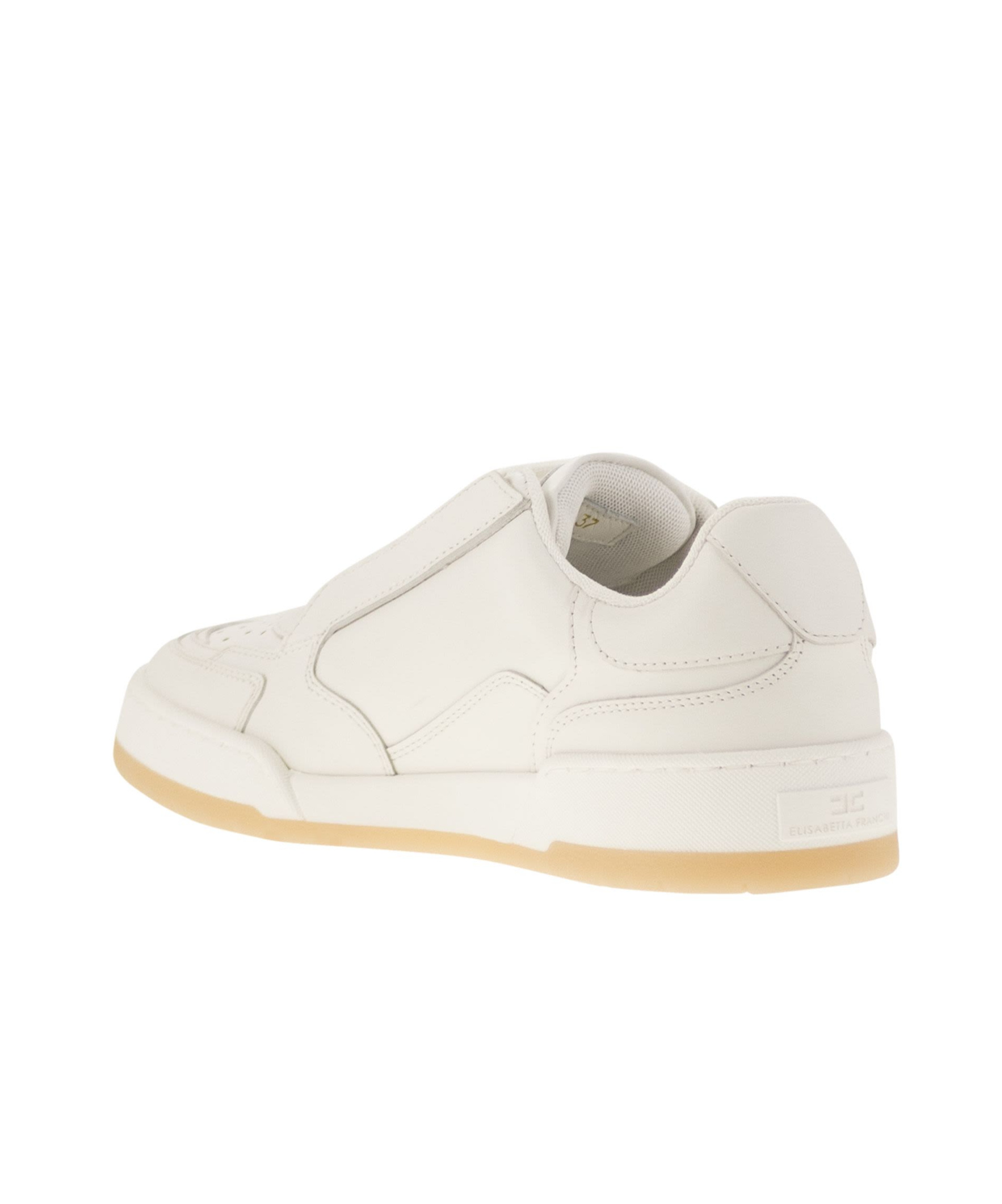 Elisabetta Franchi Ivory Leather Sneaker In White