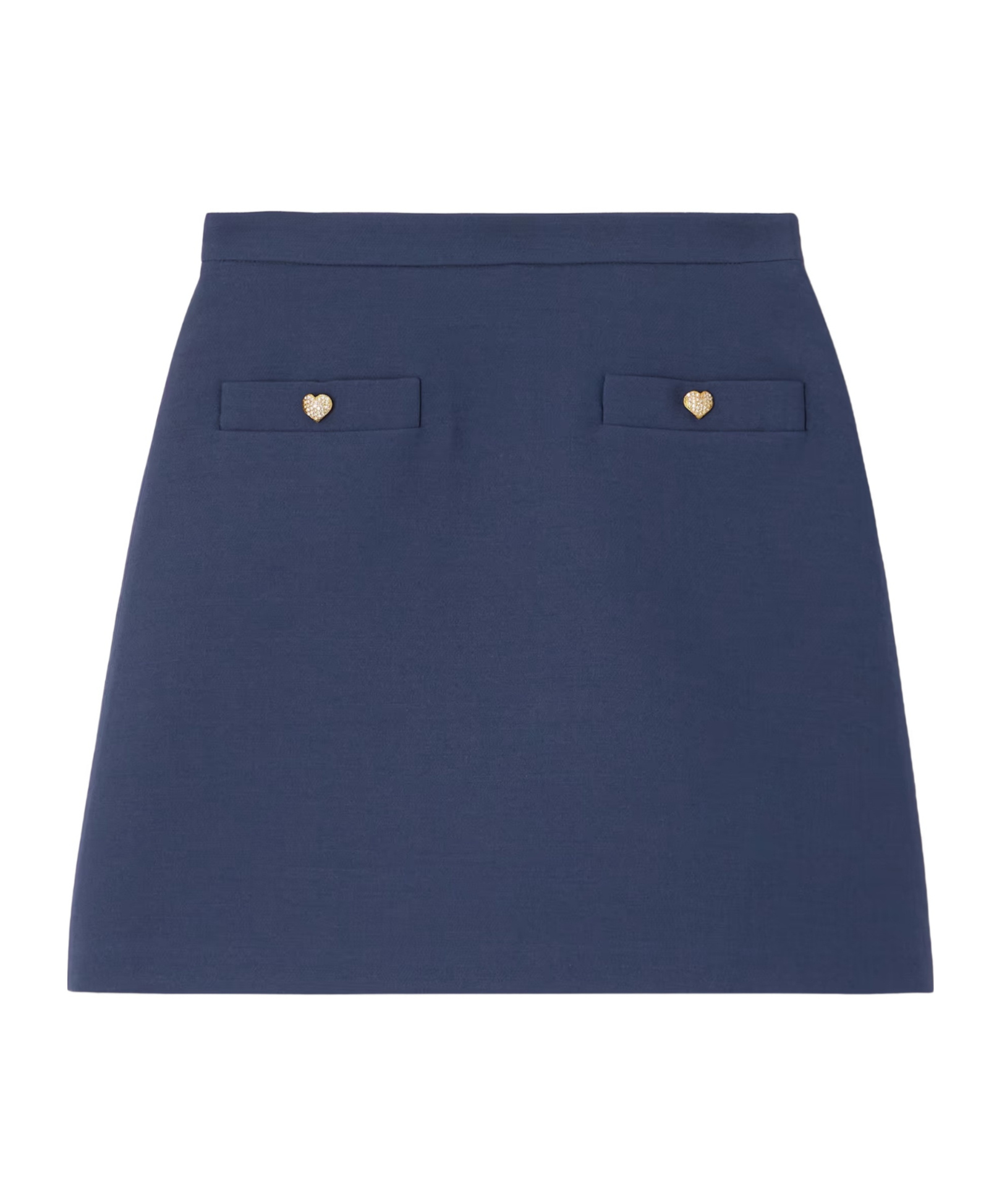 Valentino Button-embellished Wool And Silk-blend Mini Skirt In Blue