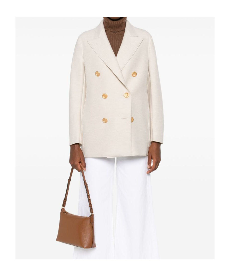 Harris Wharf London Double-breasted Gold Buttoned Coat In Multi