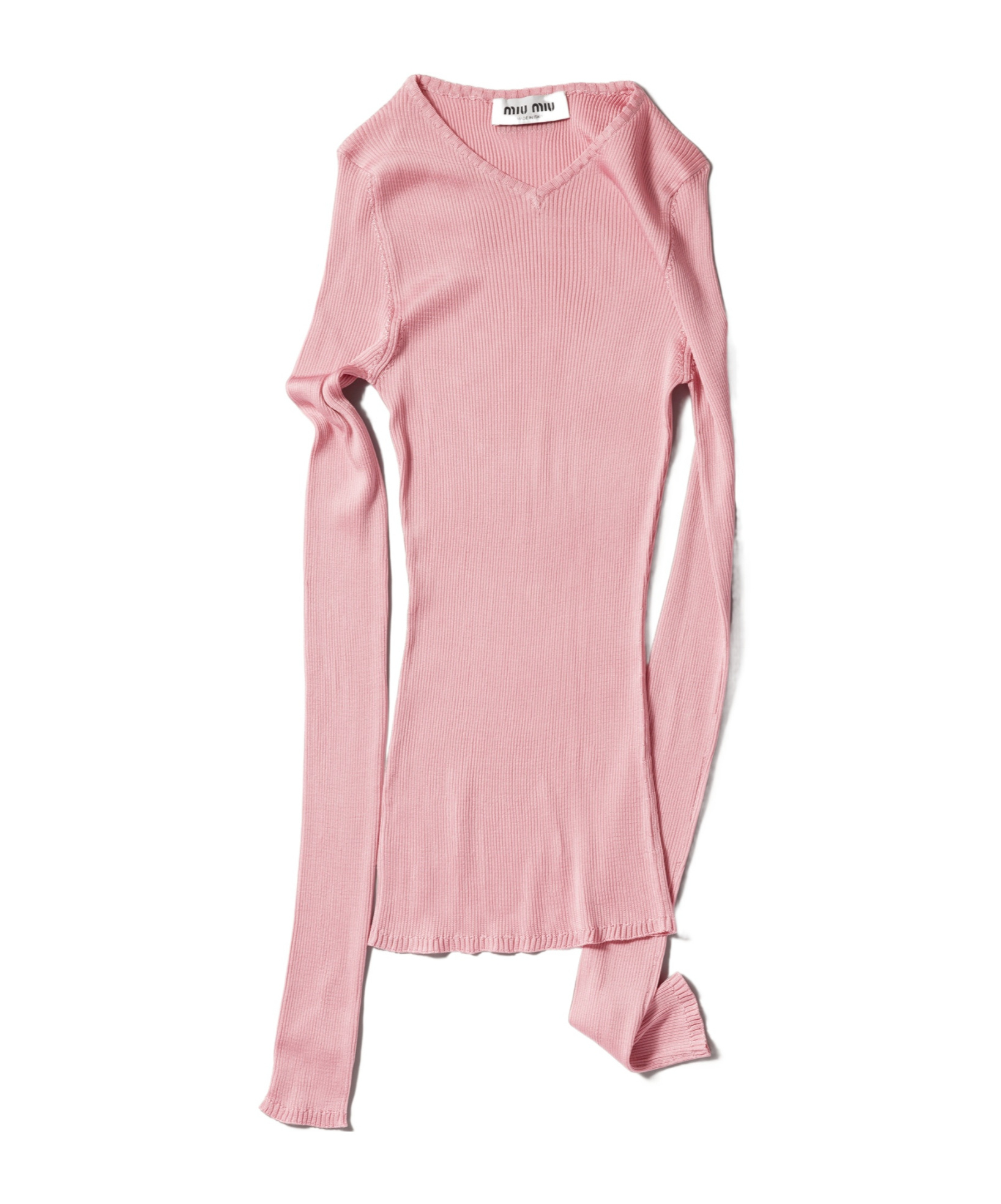 Miu Miu Silk V-neck Sweater In Pink