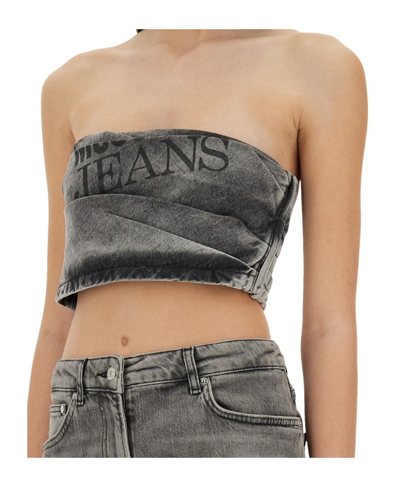 Moschino Denim Skirt With Back Pockets And Belt Loops