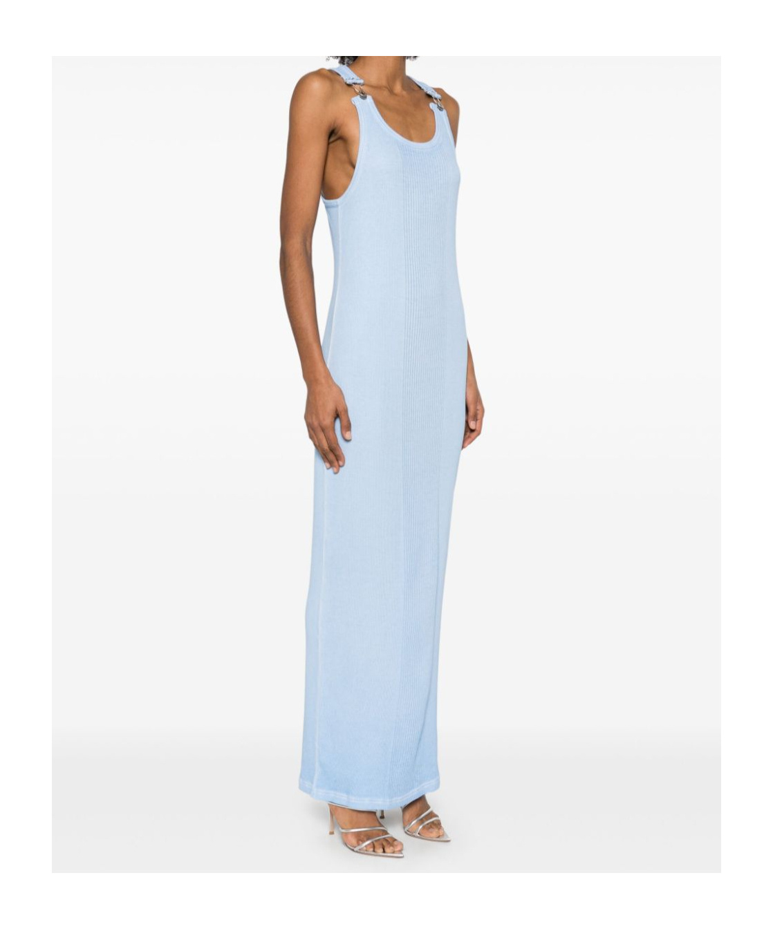 Jean Paul Gaultier Cotton Buckle-detail Maxi Dress In Blue