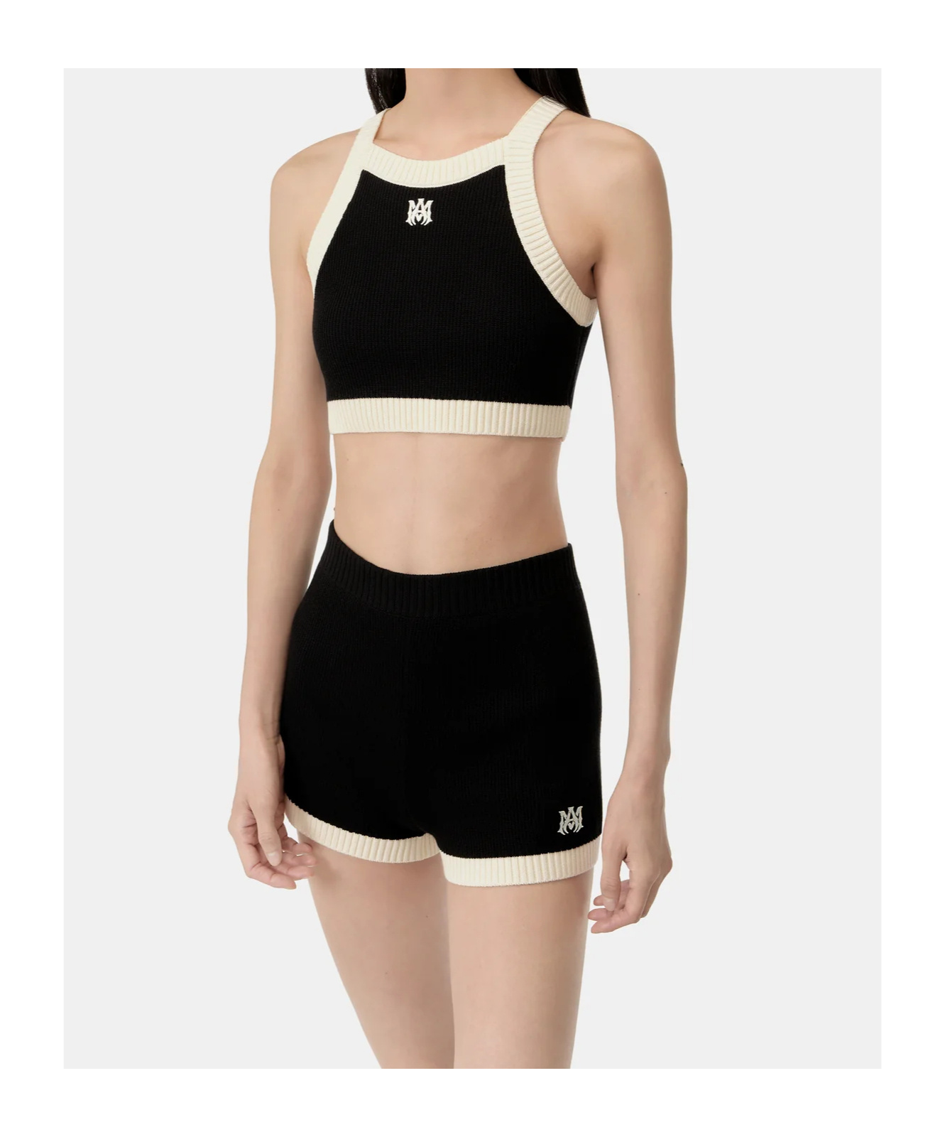 Amiri Cropped Tank Top Embroidered Logo In Black