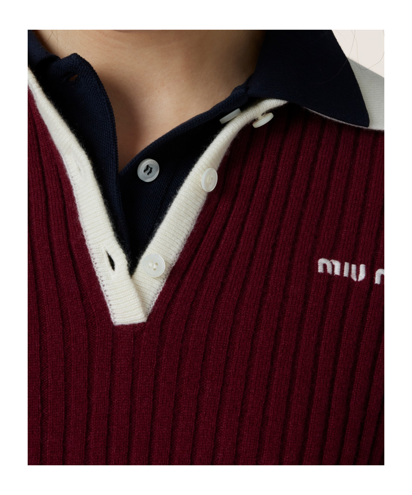 Miu Miu Rib Cashmere Sweater In Brown
